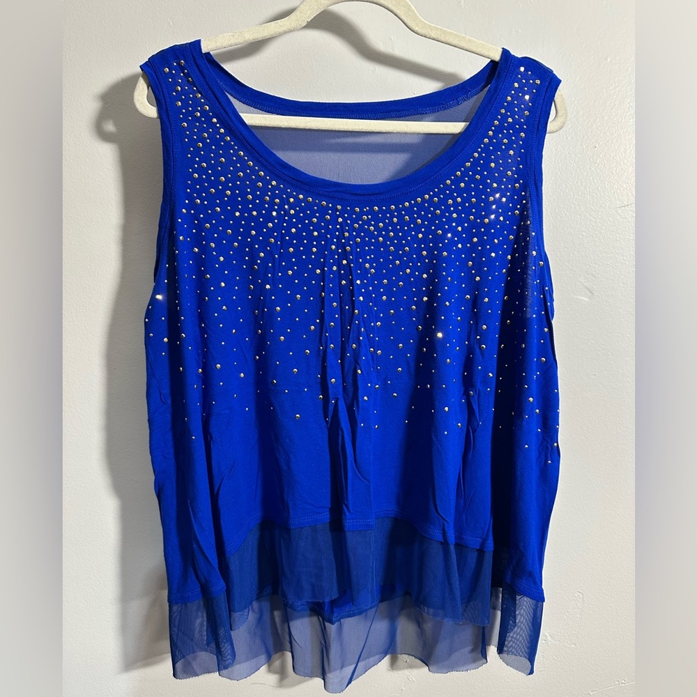 Jennifer Lopez Women’s 1X Royal Blue Embellished Tank Top Lightweight | SKU 0705
